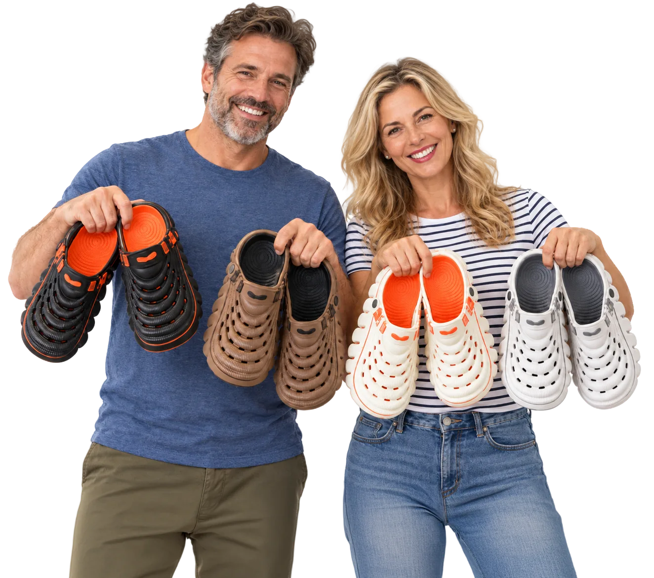 Couple wearing RESTORE Clogs